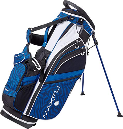 Maxfli 2019 Honors Plus Golf Stand Bag Lightweight 14-Way Top 3 Dividers w/Insulated Pocket & Cart Strap Channel (White/Blue)