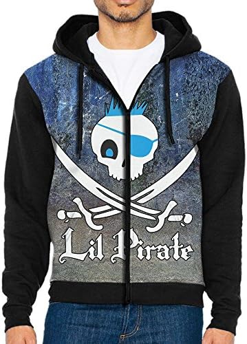 Lil Pirate Boy Jolly Roger Skull &amp; Swords Style Casual Mens Long Sleeve Hoodie Pullover Sweatshirt Hoodies Pockets