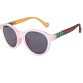 FLJMRAVER Fashion Kids Round Sunglasses TR Flexible Frame Polarized UV400 Protection Lens Outdoors for Boys Girls Age 3-12