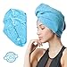 SOFTOWN Microfiber Hair Drying Towel Wrap Super Absorbent for Women with Short Hair (11 x 28 inch, Blue-Long-2 Pack)