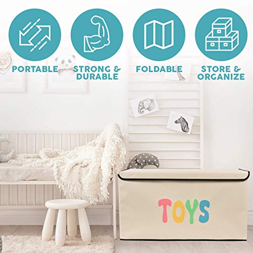 Woffit Toy Storage Organizer Chest for Kids & Living Room, Nursery, Playroom, Closet etc. - Extra Large Collapsible Toys Bin with Flip-top lid for Children & Dog Toys, Great Box for Boys and Girls