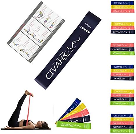CIVAH resistance loop bands natural latex exercies band includes workout booklet for hysical therapy pilates yoga rehab sport fitness strength belt