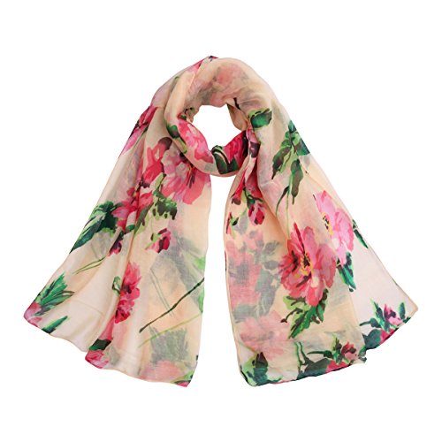 Elegant Pretty Floral Print Scarf Wrap, Yellow