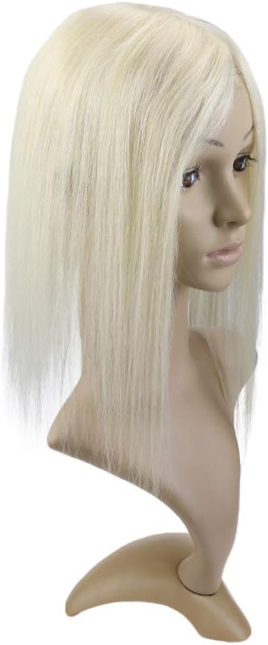Easyouth Remy Human Hair Topper 10" #60 Platinum Blonde Color Base Size 9.5 * 10cm Hidden Crown Hair Extension Real Hair Toppers
