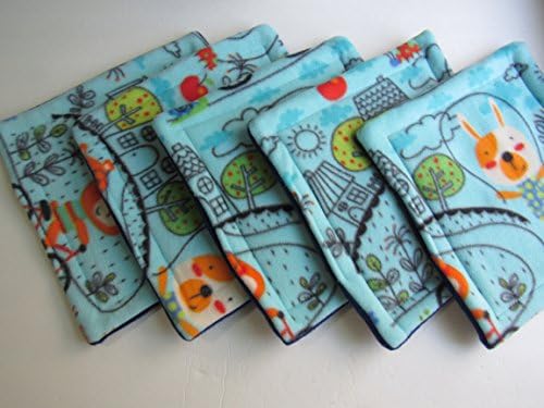 Fleece Cage Liner, Absorbent Liner, Tidy Mat Size, 9 x 9 inches | Set of 5 | Bears on Bikes