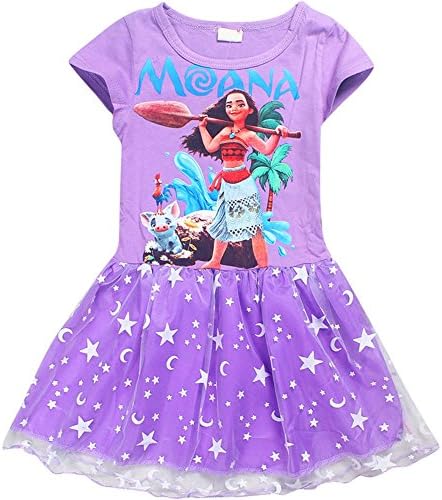 Hitmebox Moana Little Girls' Printed Dress Princess Cartoon Party Dress