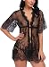 Avidlove Women Lingerie Transparent Kimono Robe Lace Babydoll Sheer Sleepwear Black L