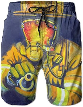 KUXUANO Firefighting Fashion Swim Trunk Men Polo Boardshort Beach Water Short