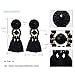 eManco Black Boho Statement Earrings for Women Big Tassel Dangling Crystal Beads Costume Jewellery