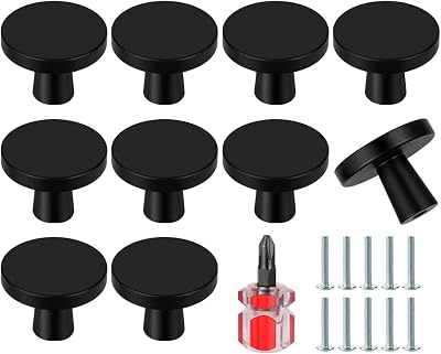 Ainiv 10 PCS Black 30mm Mushroom Cabinet Knobs with Screws Aluminum Alloy