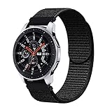Fullife Galaxy Watch 46mm Bands Nylon Replacement Sport Loop with Hook and Loop Fastener Wrist Strap Compatible for Galaxy Watch Band Smart Watch Black