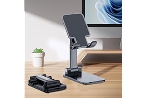 Foldable Phone Stand for Desk,Adjustable Angle of View,Portable Electronic Device Stand,Mobile Phone Universal,Black