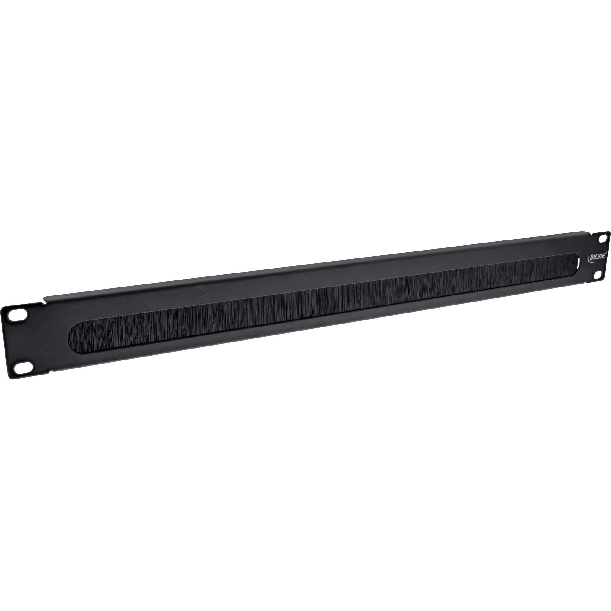 InLine® 19 inch cable guide plate with brush, 1U, RAL 9005, black