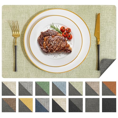 Romanstile Vinyl-Tischsets, wendbar, Kunstleder, hitzebeständig, abwischbar, wasserdicht, waschbar, rutschfest, Tischsets für Esszimmer/Küche/Party/Ou