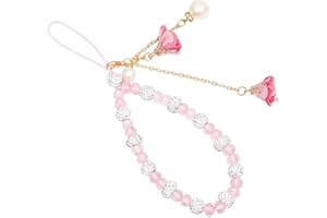 BBXWANG Phone Lanyard Beads Phone Charms, Non- Slip Creative Crystal Flower Pendant Charm, Cell Phone Straps Accessory Cute P