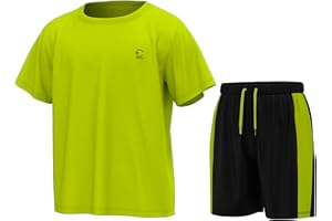 Essenclo Boys Athletic Shorts and Performance T-Shirt Crew Neck Boy Clothes Set, Summer Kids Outfit Size 3-16 (2 Pcs Set)