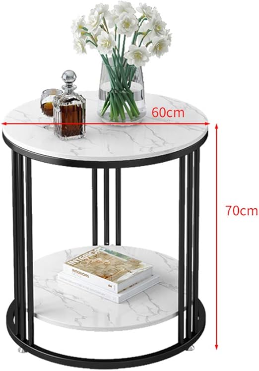 Amazon Com 2 Tier Side Table Office Accent Table Modern Living Room Coffee Table Small Space End Table With Marble Table Top Kitchen Dining