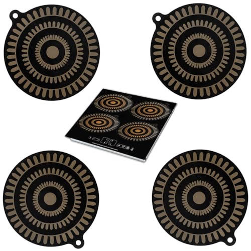 4 pcs Thermochromic Silicone Induction Cooktop Protect Mat, Silicone mat for Induction Cooktop,Induction Cooktop Protective Cover (9.5inches)