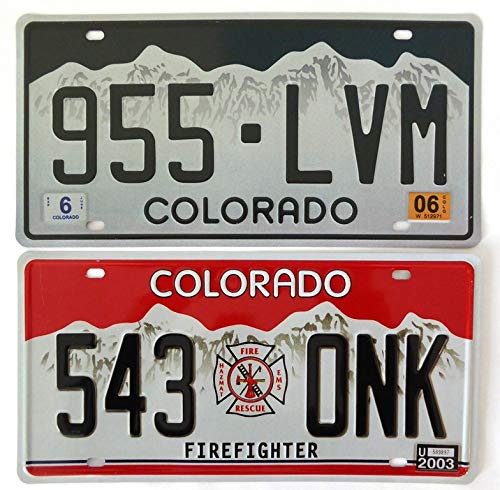 OPO 10 - Set of 2 metal USA car LICENSE PLATES - replicas of real COLORADO American plates