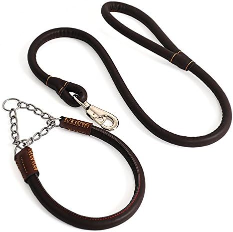 Zenol Pet Dog Leashes and Collar PU Large Pet Traction Rope Collar Set For Big Dogs Lead Daily Walking