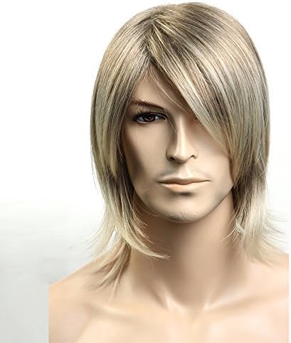 Short Straight Men Wig Gold Color Male Wigs Synthetic 100% The Japanese hair Wig Hair 3490