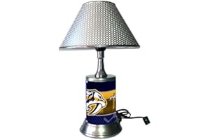 JS Sports Table Lamp with Shade, Your Favorite Hockey Team Plate Rolled into lamp Body, NaPr