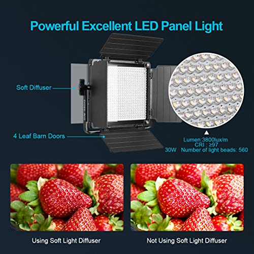 GVM-560-LED-Video-Light-Dimmable-Bi-Color-Photography-Lighting-with-APP-Control-Video-Lighting-Kit-for-YouTube-Outdoor-Studio-2-Packs-Led-Panel-Light-2300K-6800K-CRI-97