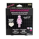 Bamboobies Super Soft Washable Nursing Pads - 3 Pair Ultra-Thin Regulars (Black, Hot Pink, Pale Pink) & 1 Pair Thick Overnight (Pale Pink)