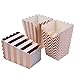 Simla Decor 24pcs Rose Gold Popcorn Box Party Favor Boxes Bakery Box for Treats Birthday Party Bridal Shower Movie Night Sleepover Party Baby Shower in Chevron and Stripe