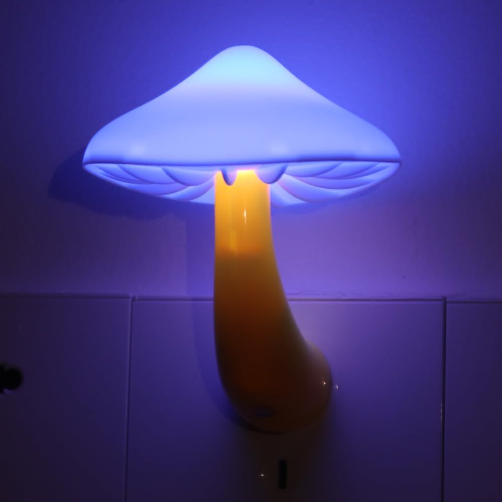 Photo 1 of AUSAYE Blue Led Lamp Mushroom Nigh Light,Plug in Nightligh