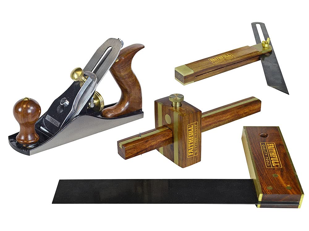 Faithfull FAIPLANEKIT Plane and Woodworking Set 4 Piece in Wooden Presentation Case