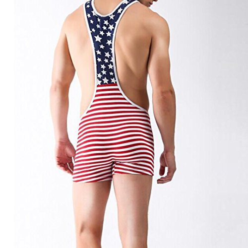 Todaies-Men pants Clearance!Men Sport Trousers,Todaies Men American Flag Pants Wrestling Singlet Gym Underwear Bodysuit Lingerie Outfit Pants (L, Red)