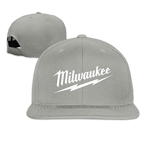 ATOPSHOP Milwaukee Logo Unisex Adults Cotton Snapback Hat Flat Baseball Cap Ash