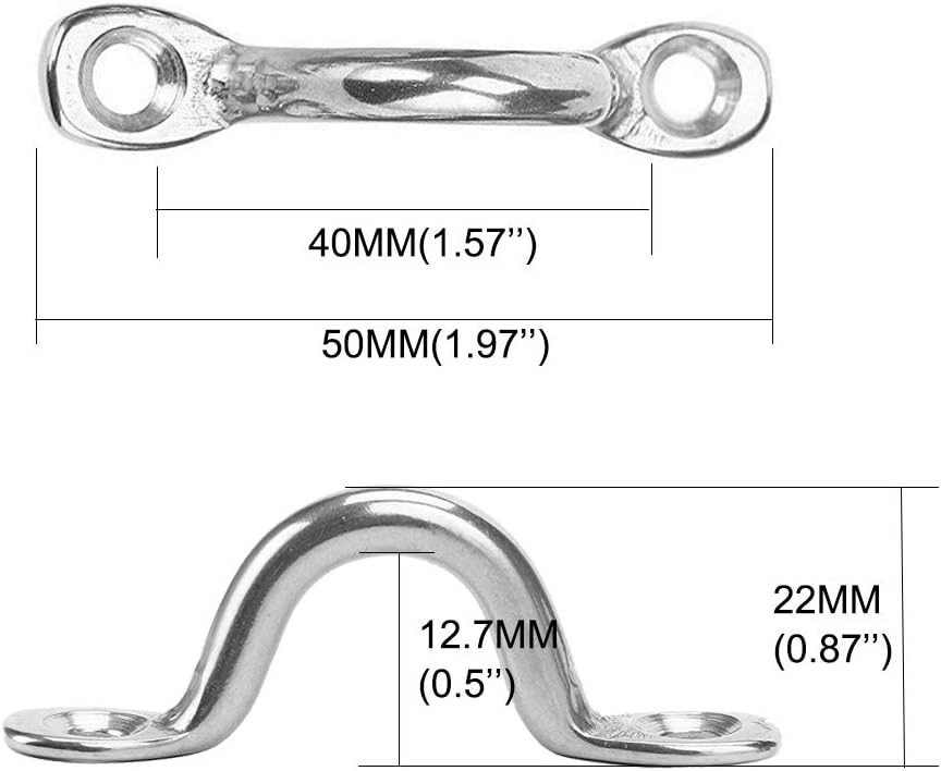 Amadget Bimini Boat Top PAD Eye, 316 Stainless Steel Eye Straps Tie Down Kayak Deck Loops (Pack of 10) : Sports & Outdoors