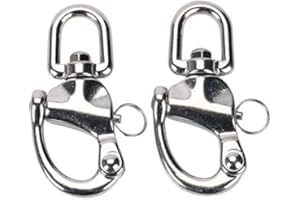Amarine Made Pair of Swivel Eye Snap Shackle Quick Release Bail Rigging Sailing Boat Marine 316 Stainless Steel for Sailboat 
