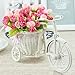 JAROWN Mini Bicycle Flower Stand Hand-Woven Basket Vase for Wedding Room Decoration (New-Light Pink)