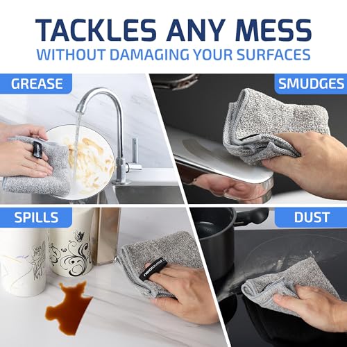 Neolavish® Microfiber Cleaning Cloth for Kitchen - 6 Pack | Super Absorbent Dish Towels for Home Cleaning | Lint-Free Wiping and Drying Clothes - 30x30 cm