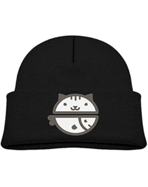 Kids Fashion Cute Pet Cat and Fish Icon Casual Flexible Winter Knit Hats/Ski Cap/Beanie/Skully Hat Cap