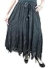 Women's Vintage Skirt Bohemian Fashion Embroidered Peasant Long Skirt (Waist: 28-34 inches, Black)