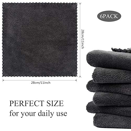 SUNLAND Microfiber Face Makeup Remover Cloth Reusable Facial Cleansing Towel Ultra Soft Face Washcloth 11inchx 11inch (12pack, dark grey)