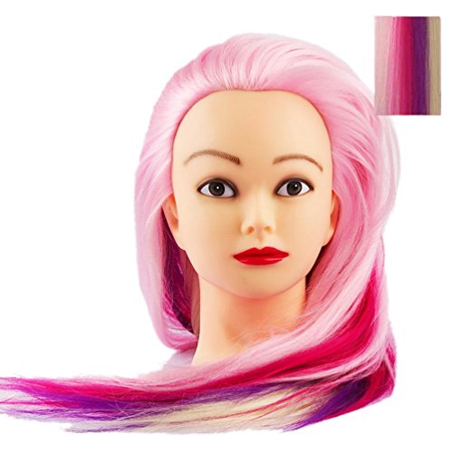 Cosmetology Mannequin Manikin Training Head with Synthetic Colorful Hair Willsa