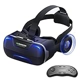 Eleovo 3D VR Headset with Remote Controller Large Viewing Experience Virtual Reality Glasses with Builted-in Stereo Headphone for VR Games 3D Movies Fit for 4.7-6.0 Inches iPhone Android Smartphones