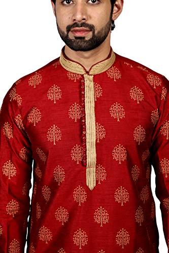 Tathastu Mens Kurta Pyjama 1973 Maroon -40 - Thumbnail 3