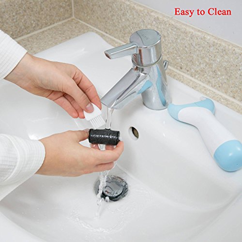 PediComfort Pedicure Electronic Foot File - Callus Remover, Foot Care Tool with Extra Coarse Rollers to Shave Rough Cracked Hard Dead Skin of Feet (White-Blue) - Thumbnail 5