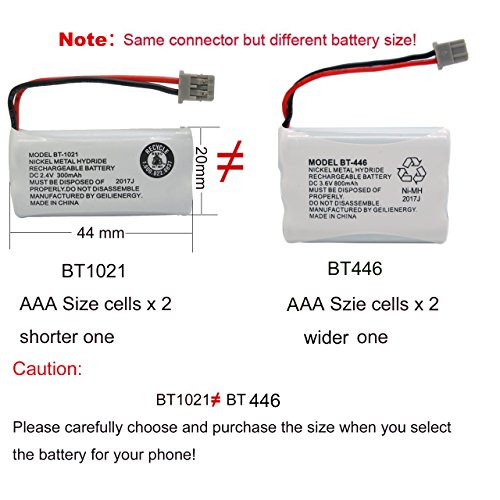 GEILIENERGY BT446 BT-446 BBTY0503001 BT-1004 BT-1005 GE-TL26402 BT-504 CPH-488B 3.6V 800mAh Rechargeable Battery Compatible with Uniden Cordless Phone(Pack of 2) - Thumbnail 3