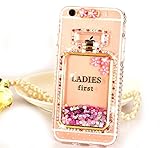 iPhone 6/6S Plus Case,Goodaa LED Flash Incoming Call Blink Flashlight Cover Dynamic Bling Liquid Glitter Perfume Bottle Soft TPU Case For iPhone 6/6S Plus(Rose)