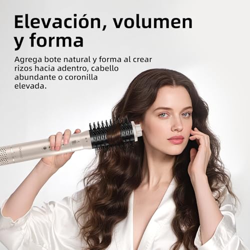 Secador de Cabello alta Velocidad 5 en 1 Kit Profesional, 120000rpm Boquillas + Cepillo + Rizador de Pelo, Tecnología Iónica Secadora de Pelo para Rizar, Voluminizar y Alisar, Oro