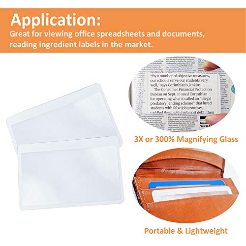 Magpro 2 Page Magnifying Sheet 3X PVC Lightweight Fresnel Lens with 2 Bonus Card Magnifier, Plastic Magnifier Ideal for Reading Books, Small Print, and Document