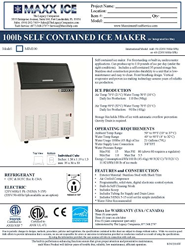 Maxx Ice MIM100X Energy Star Commercial 100 Pound Self Contained Clear Ice Maker - REFURBISHED - Thumbnail 5