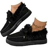 Winter Boots for Women 2025 Fur Lined Ankle Booties Slip On Snow Boots Warm Non-Slip Comfortable Casual Platform Loafers Flat Booties
